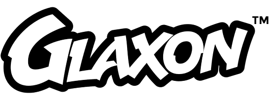 Glaxon black and white stylized brand logo on transparent background